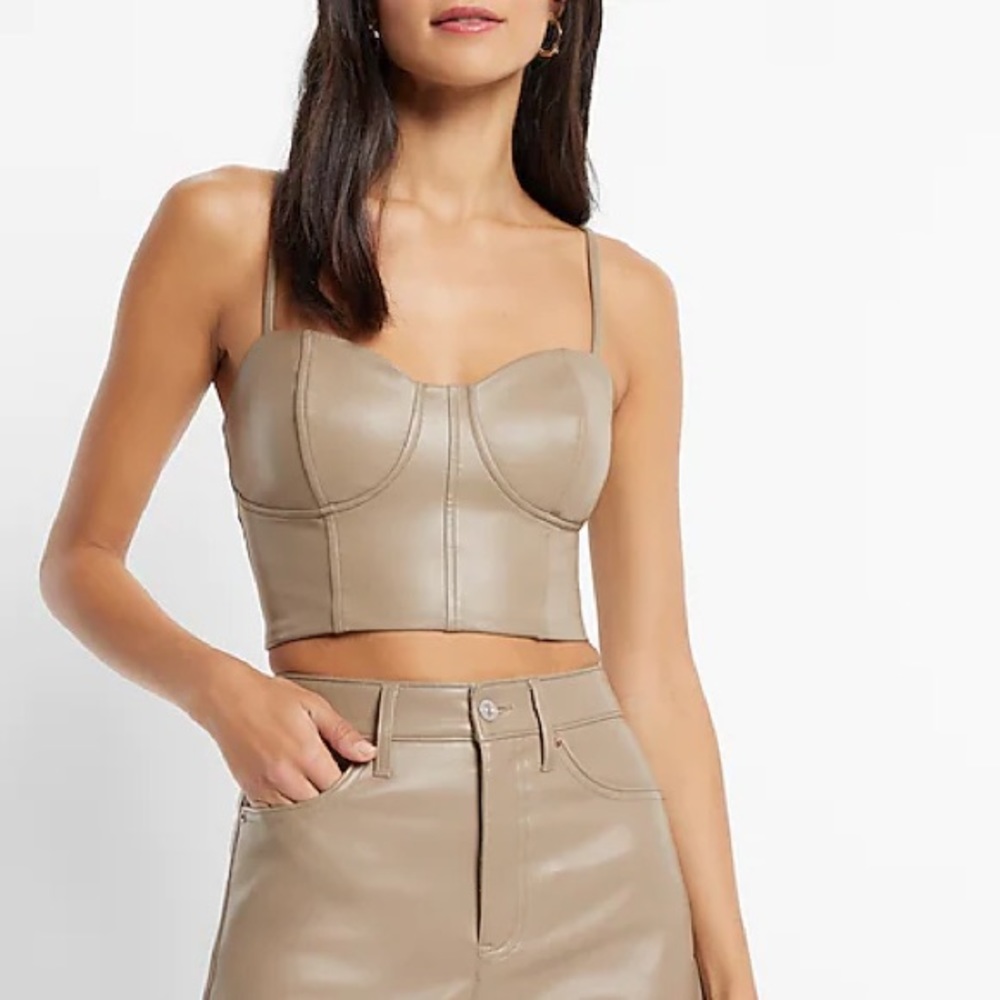EXPRESS Body Contour Faux Leather Corset Cropped Top